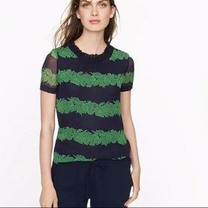 J. Crew Silk Ruffle Beanstalk Stripe Top #3283 - image 1